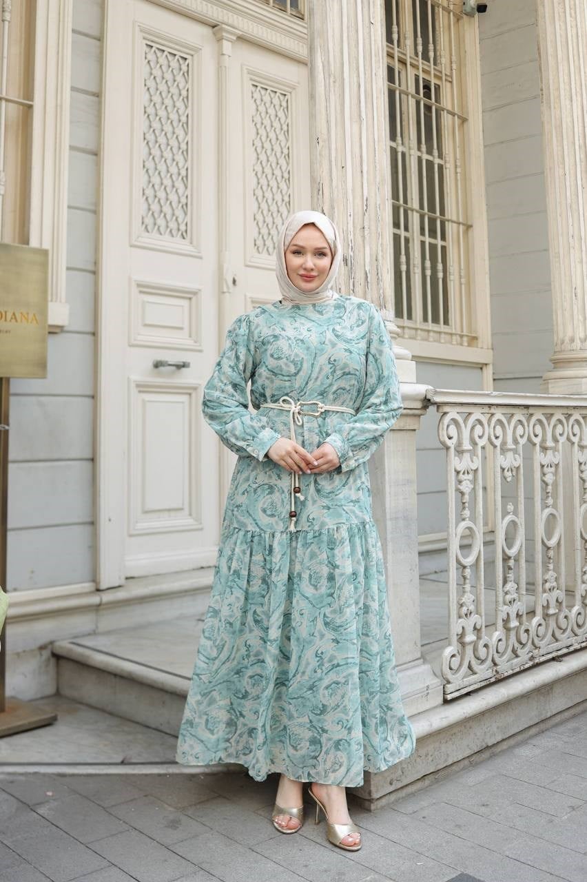 Wholesale Womens Turquoise Maxi Hijab Dress