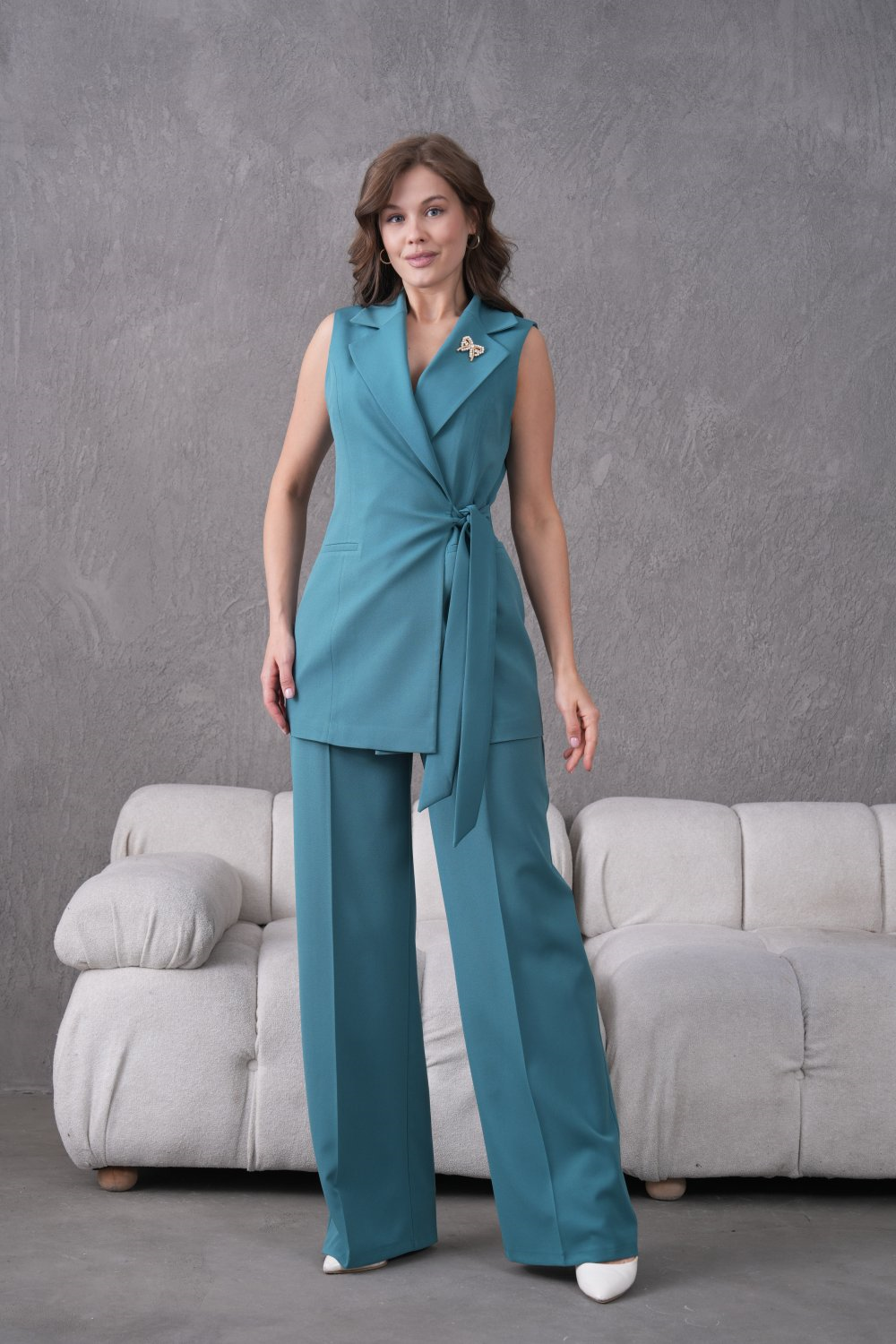 Wholesale Womens Turquoise Plus Size Two-Piece Suit