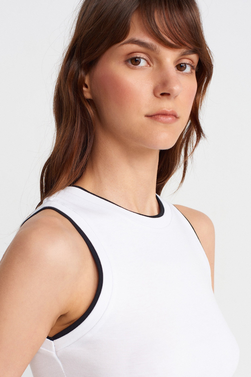 Wholesale Womens White Double-Look Tank Top