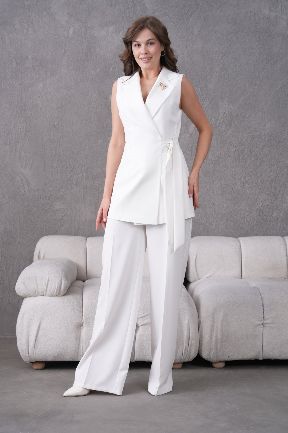 Wholesale Womens White Plus Size Two-Piece Suit