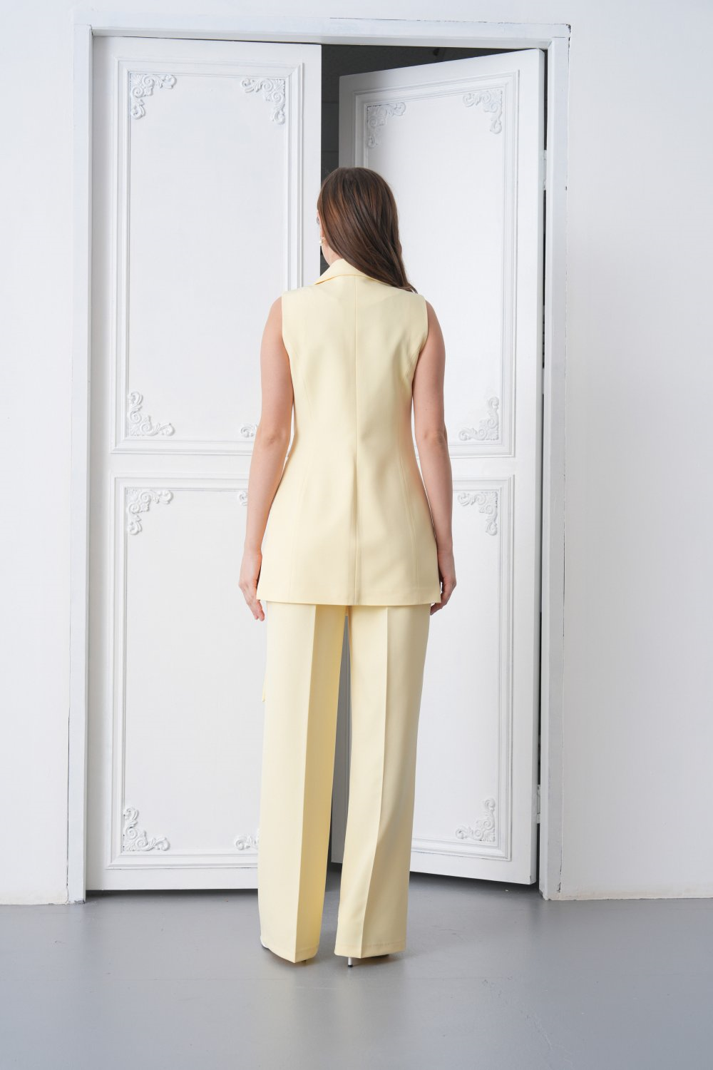 Wholesale Womens Yellow Plus Size Two-Piece Suit