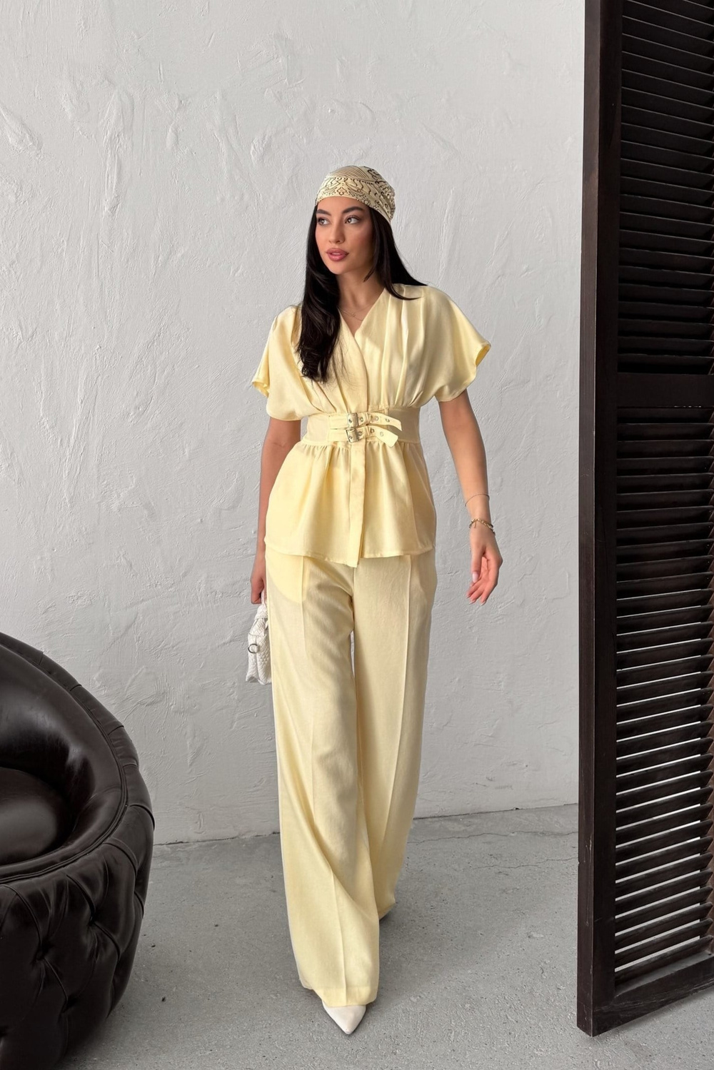 Wholesale Yellow Linen Two-Piece Suit