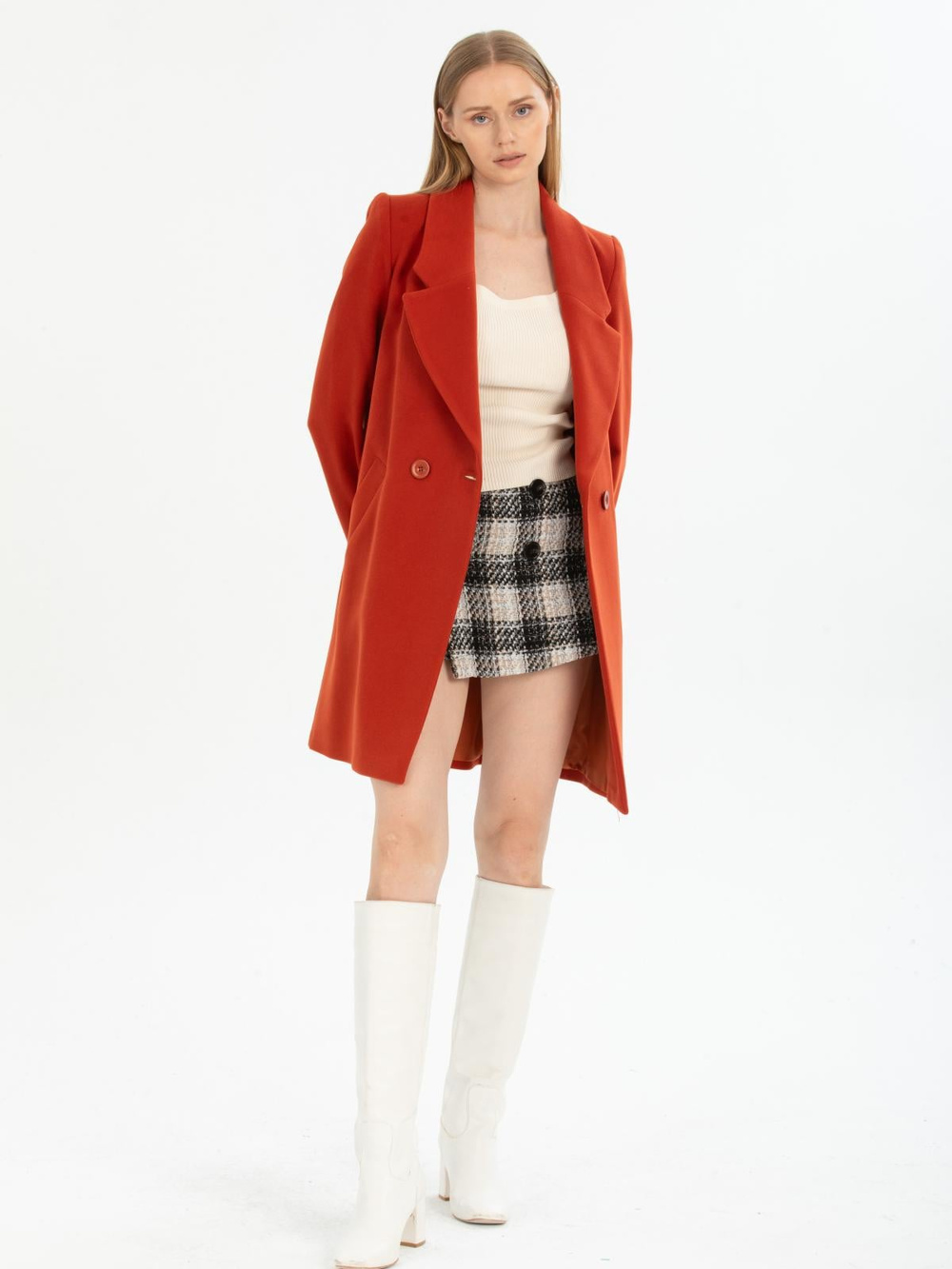 Women coat wholesale Brick Red color