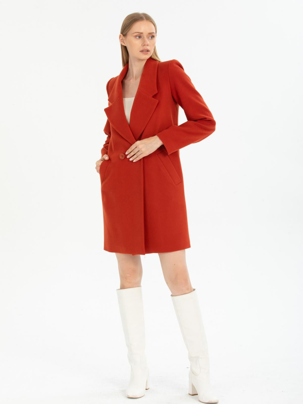 Women coat wholesale Brick Red color