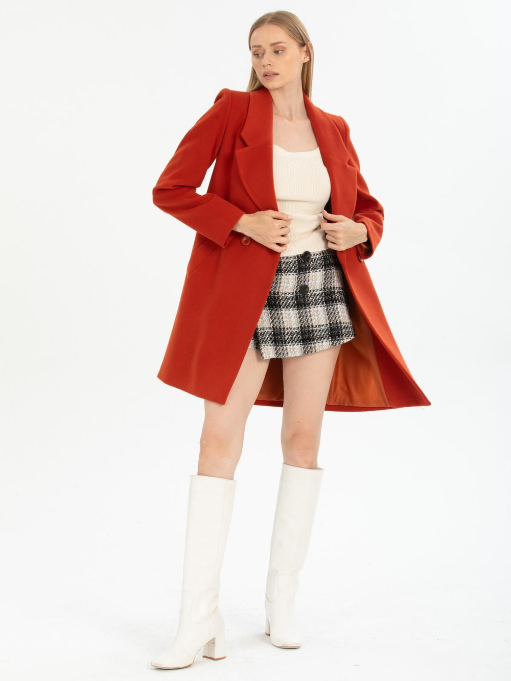 Women coat wholesale Brick Red color