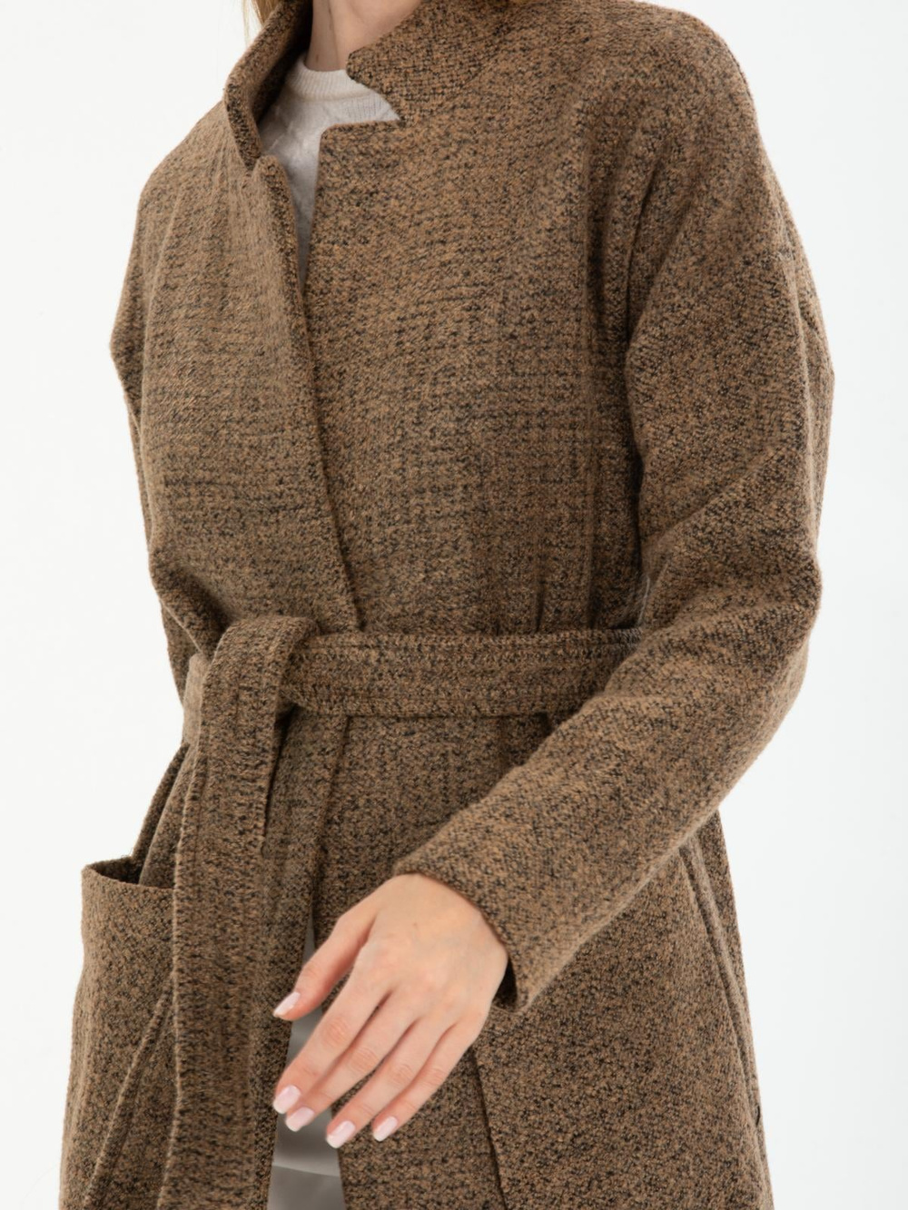 Women coat with belt wholesale Brown color