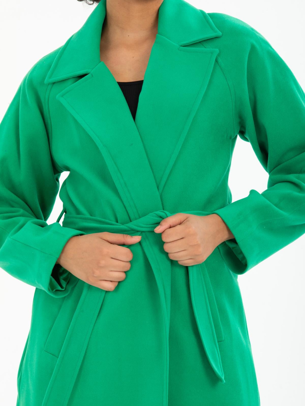 Women coat with belt wholesale Green color