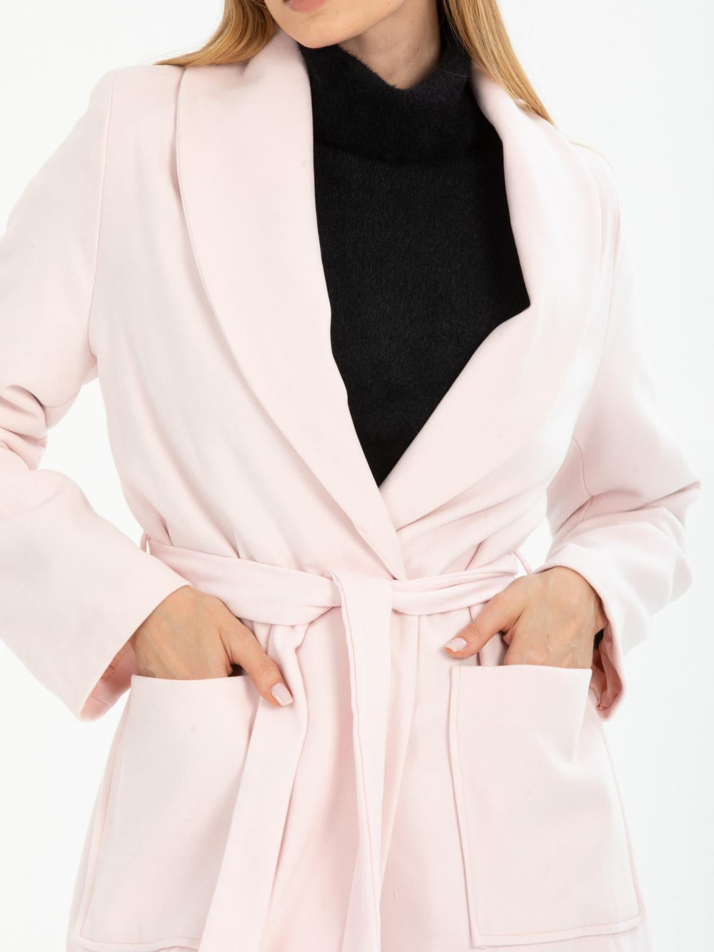 Women coat with belt wholesale Light Pink color