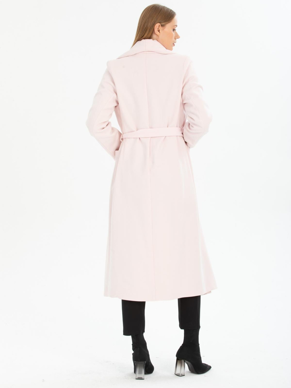 Women coat with belt wholesale Light Pink color