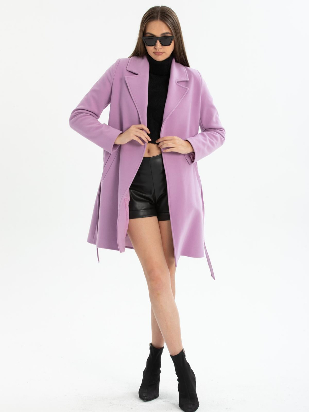 Women coat with belt wholesale Lilac color