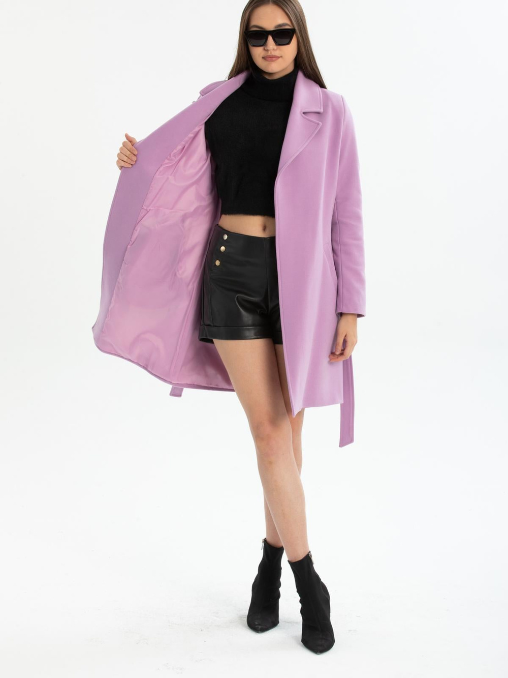 Women coat with belt wholesale Lilac color