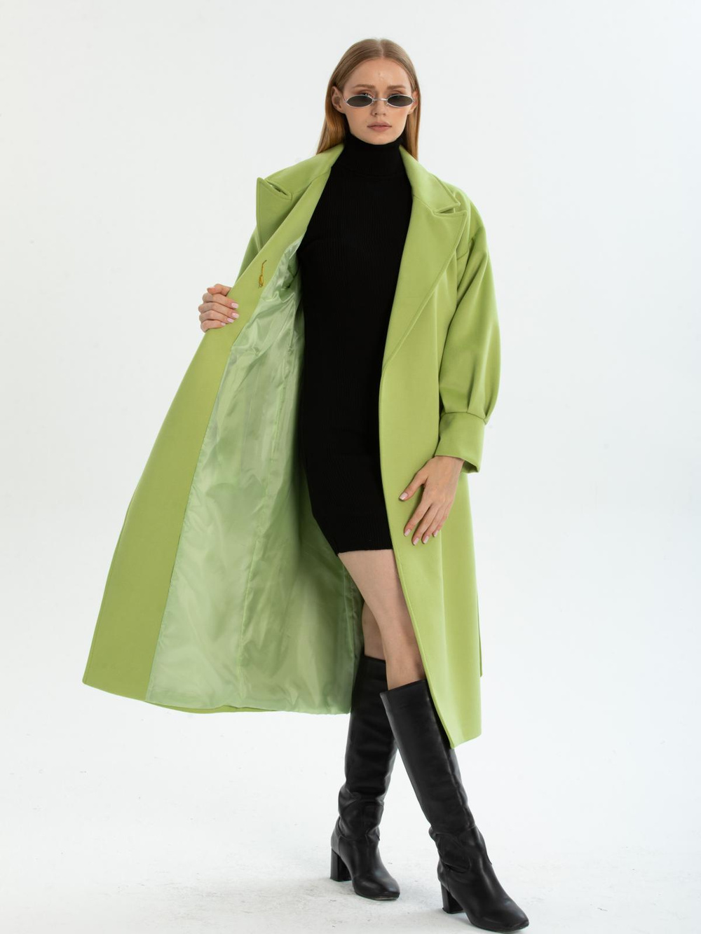 Women coat with belt wholesale Pistachio color