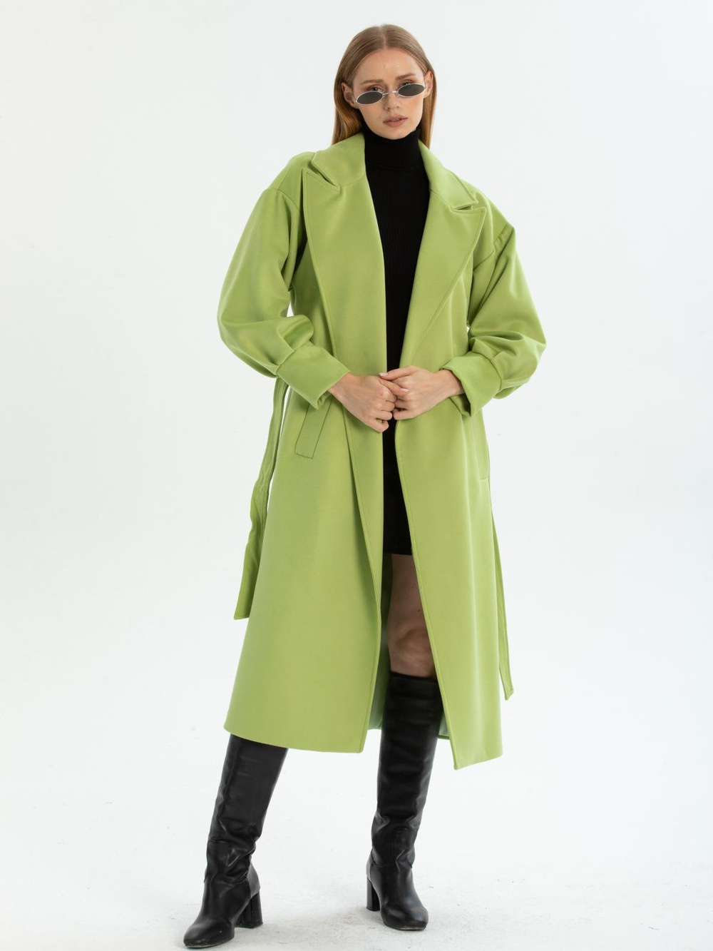 Women coat with belt wholesale Pistachio color