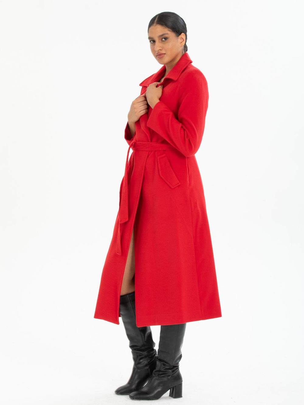 Women coat with belt wholesale Red color