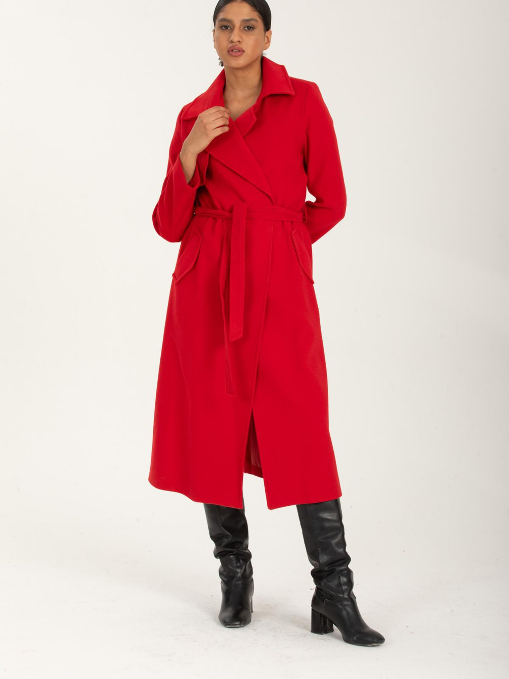 Women coat with belt wholesale Red color