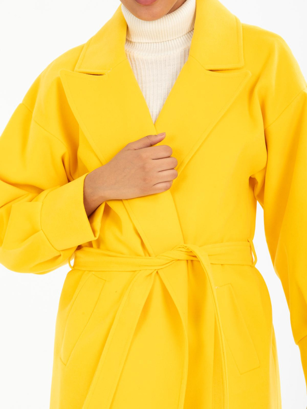 Women coat with belt wholesale Yellow color
