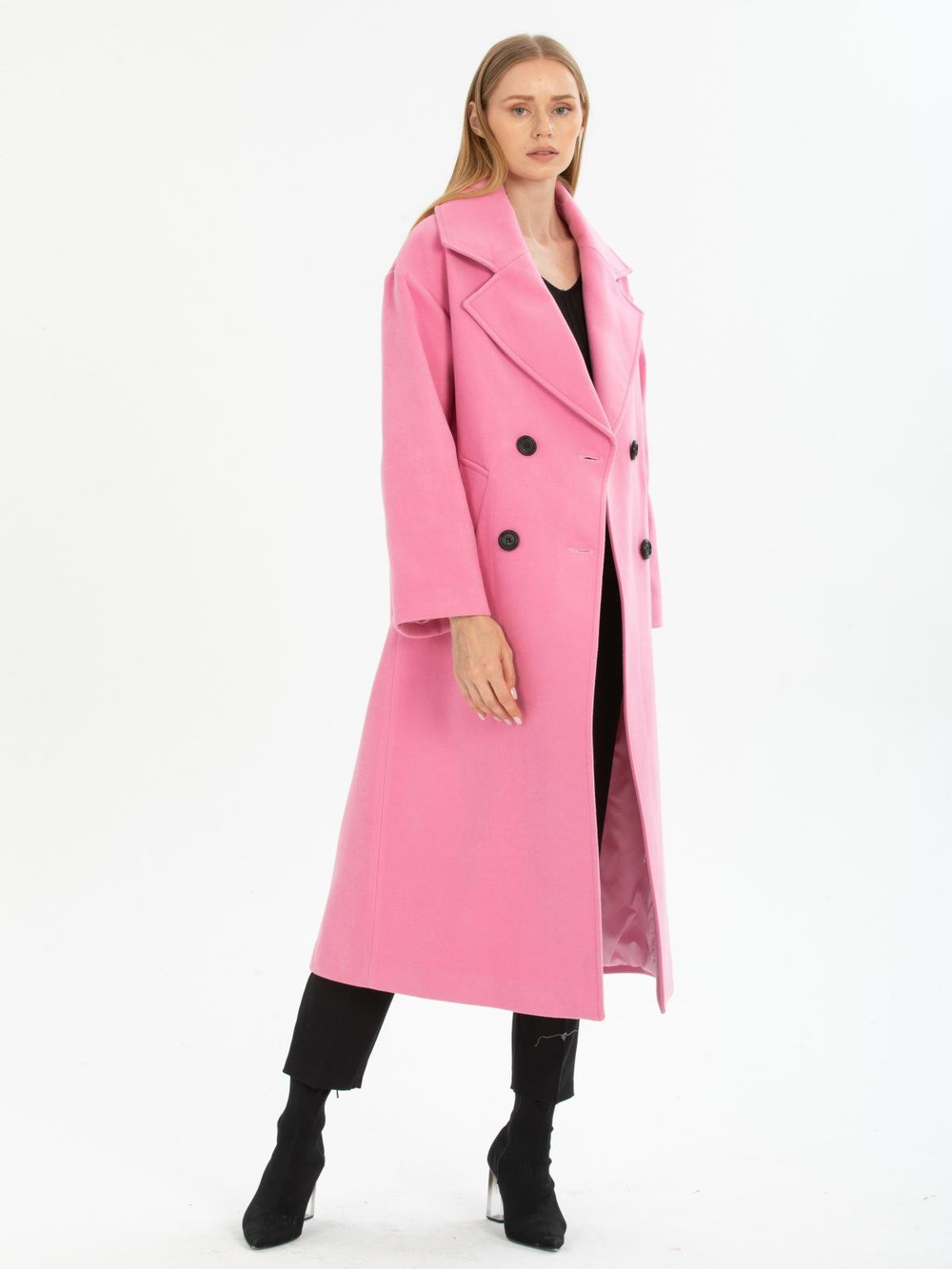 Women four-button coat wholesale Babay Pink color