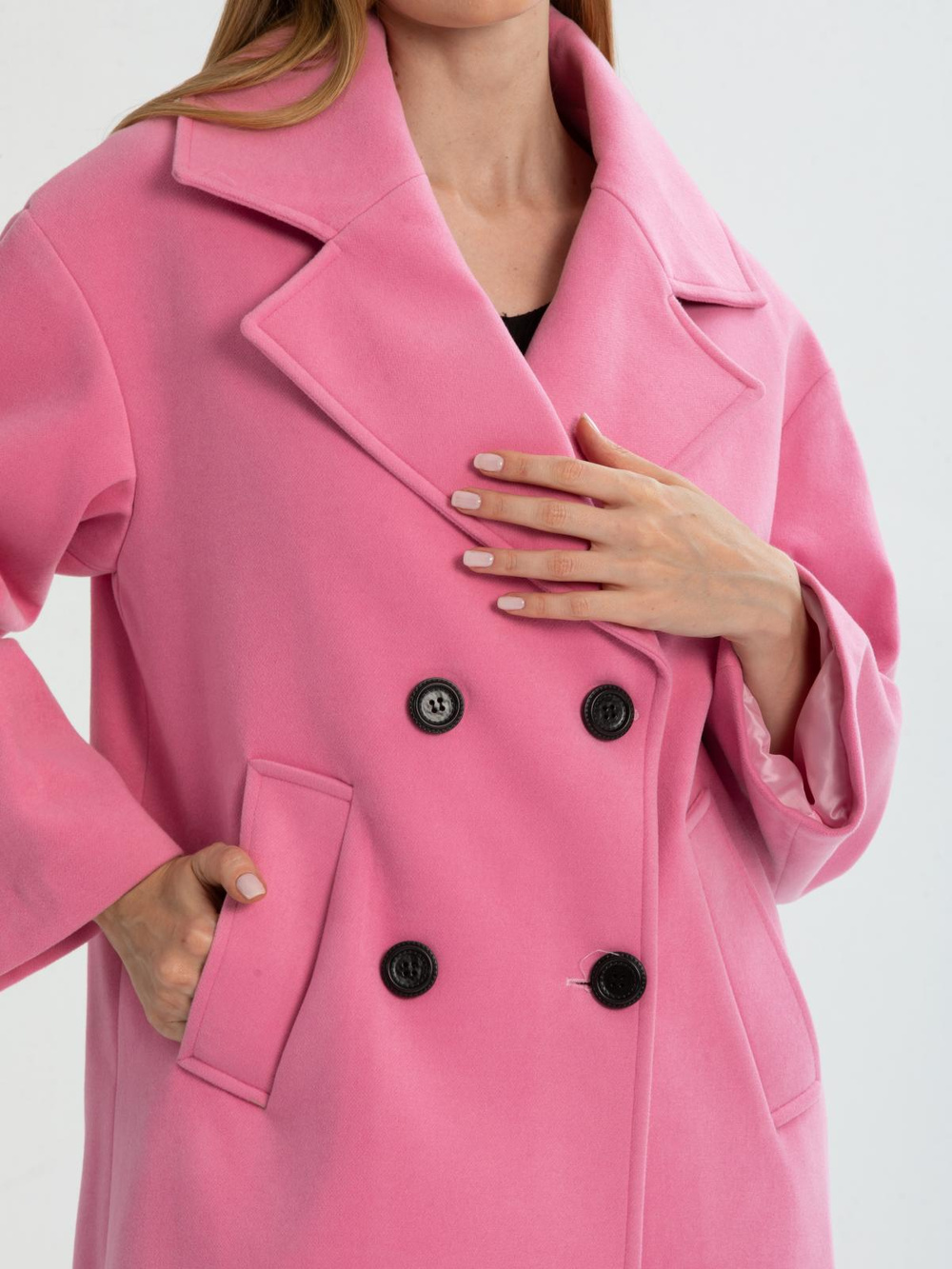 Women four-button coat wholesale Babay Pink color