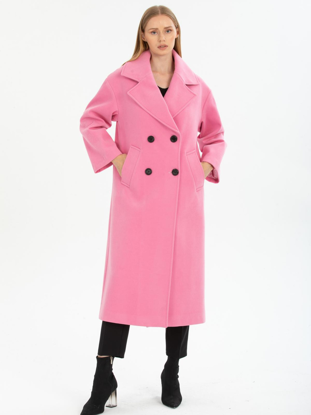 Women four-button coat wholesale Babay Pink color