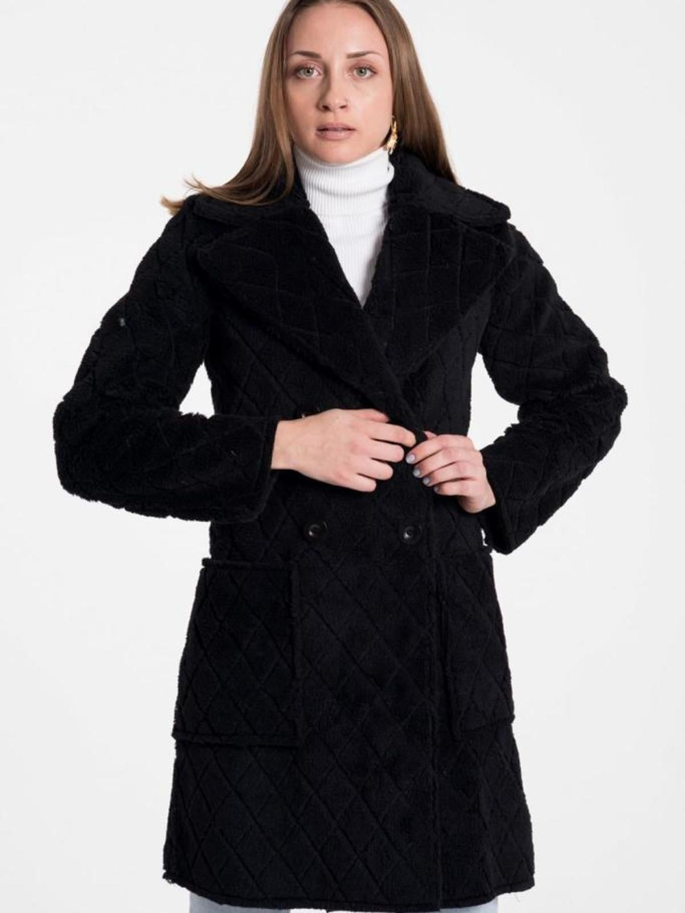 Women four-button coat wholesale Black color