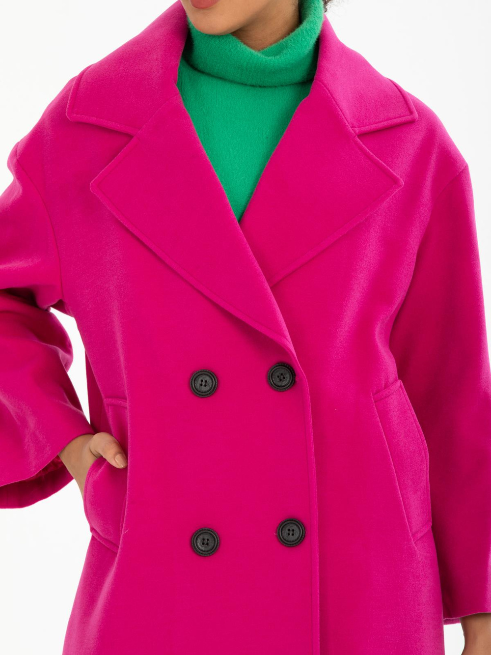 Women four-button coat wholesale Fuchsia color