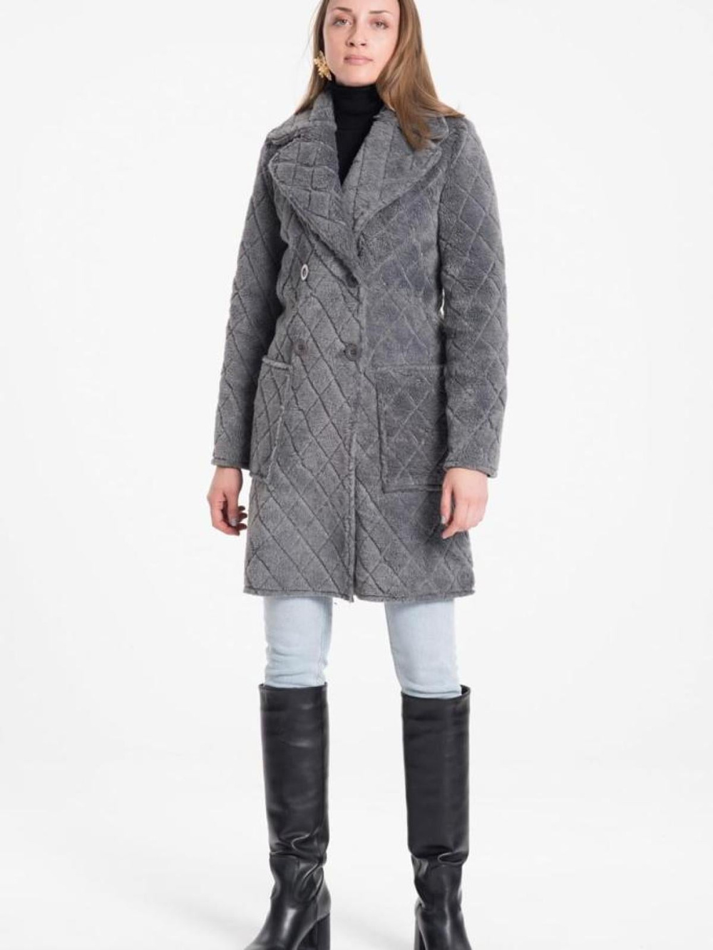 Women four-button coat wholesale Gray color