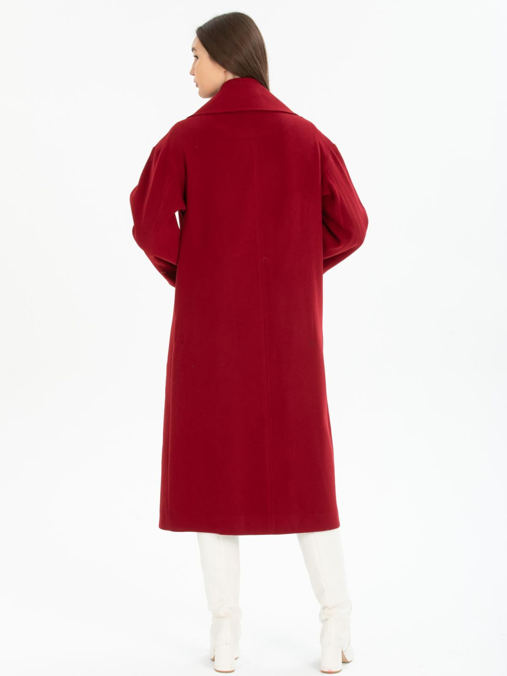 Women four-buttons coat wholesale Burgundy color
