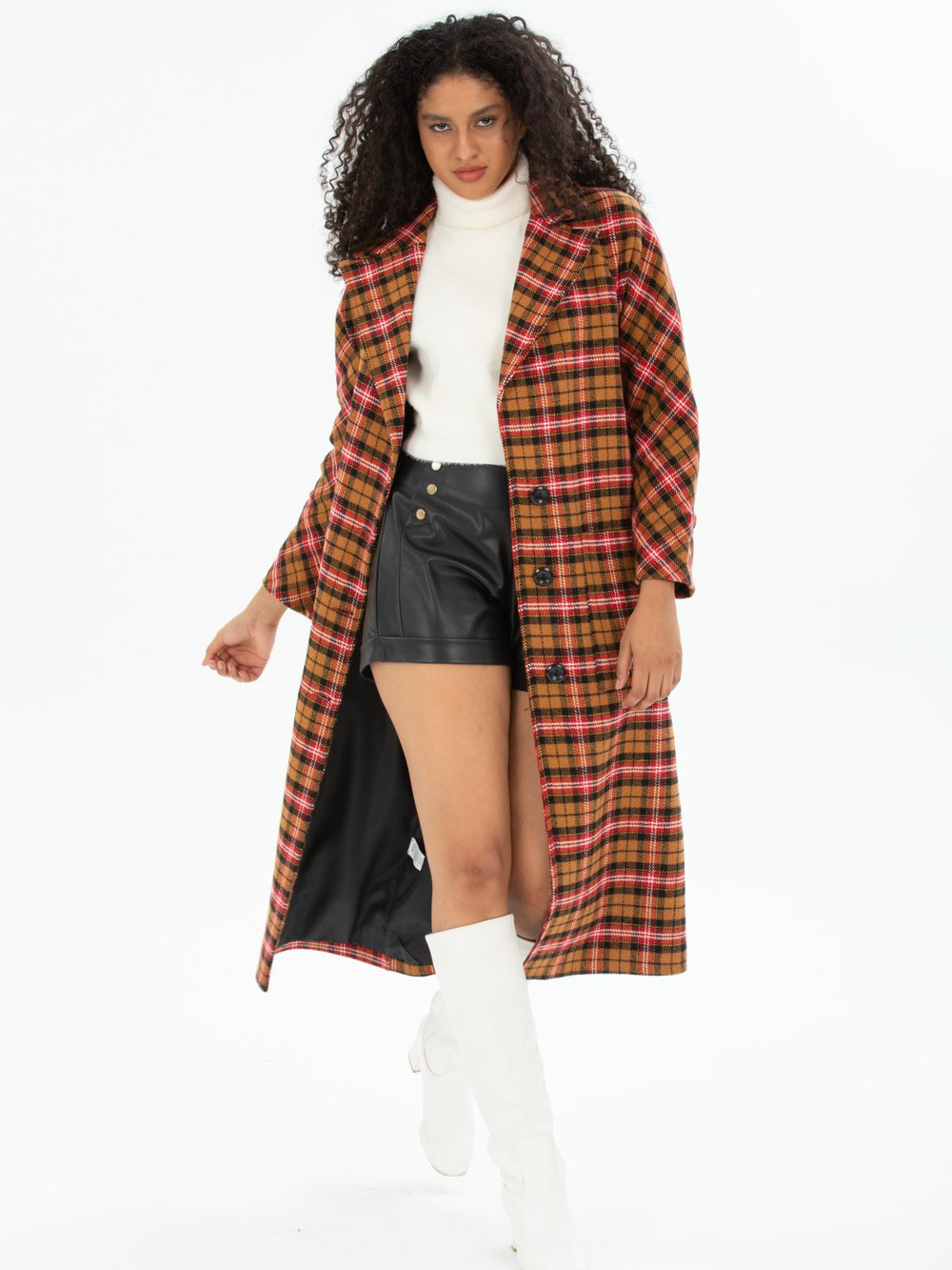 Women patterned coat wholesale Camel color