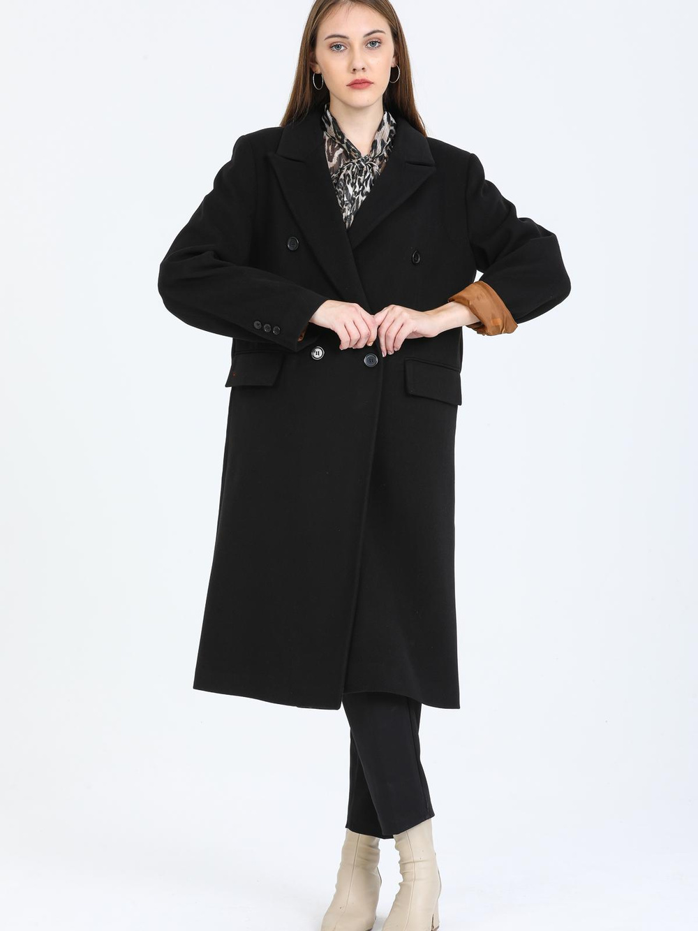 Women Six-Button Coat Wholesale Black Color