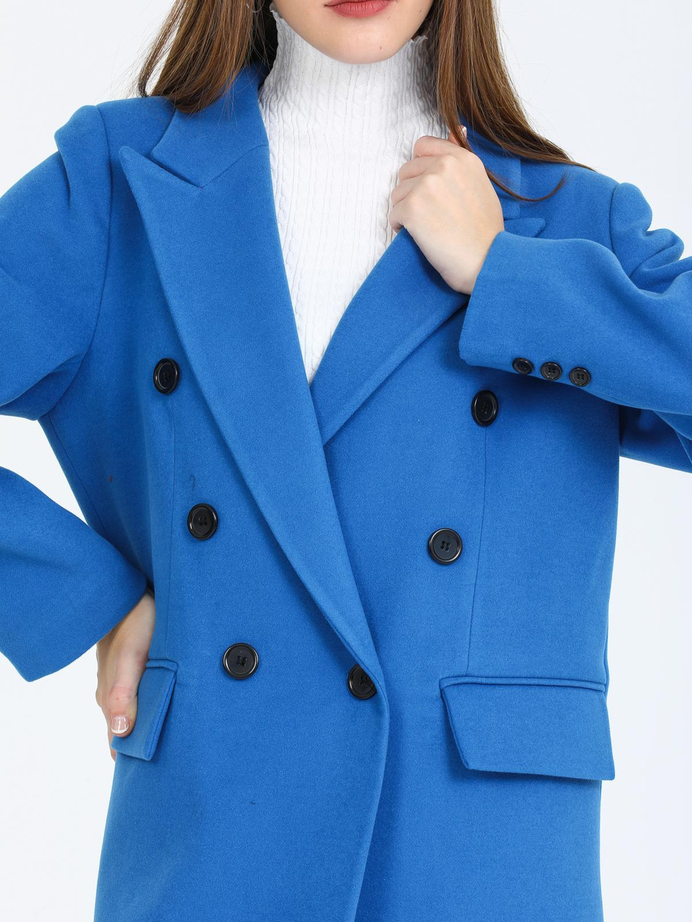 Women Six-Button Coat Wholesale Blue Color