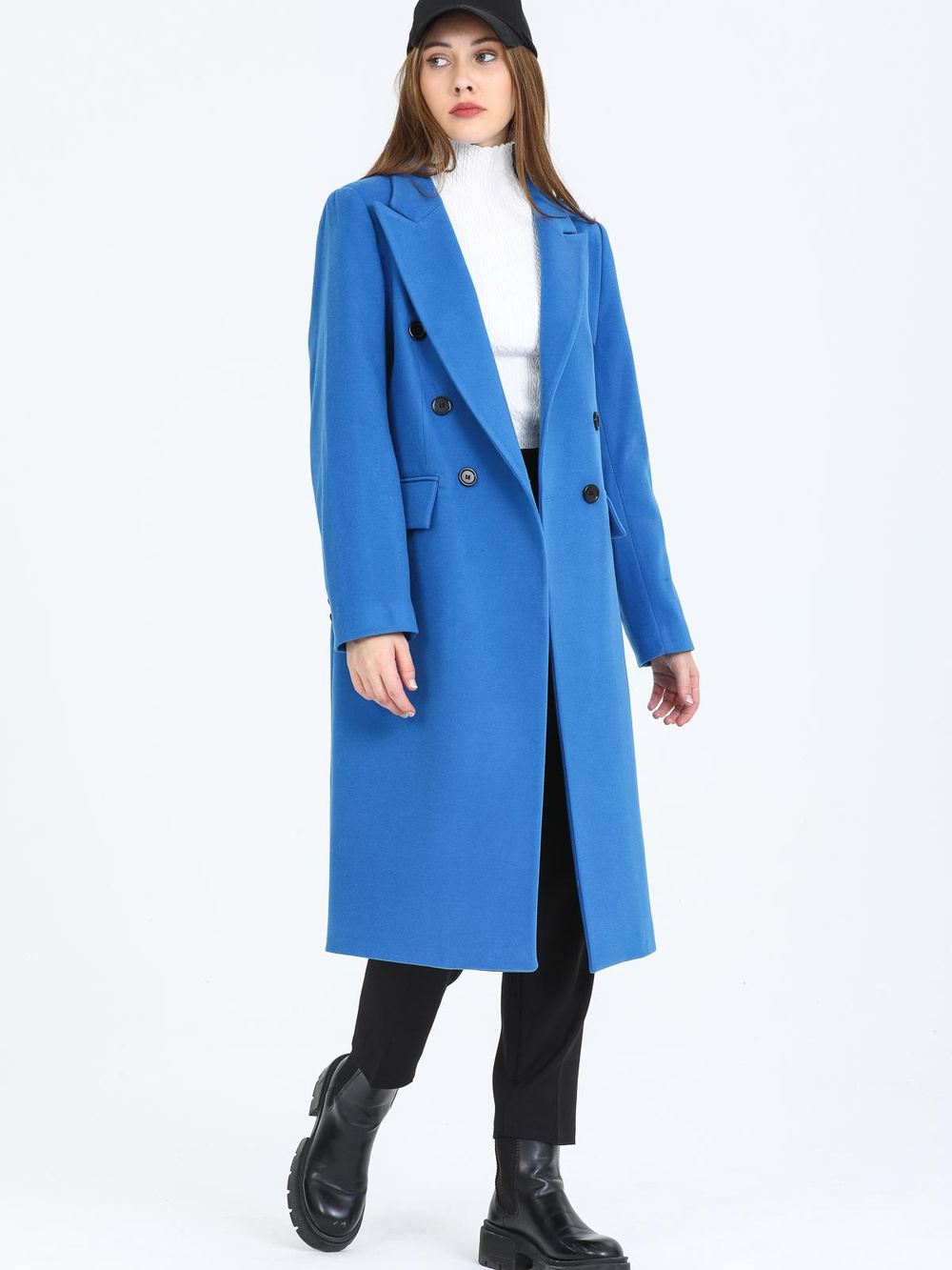 Women Six-Button Coat Wholesale Blue Color