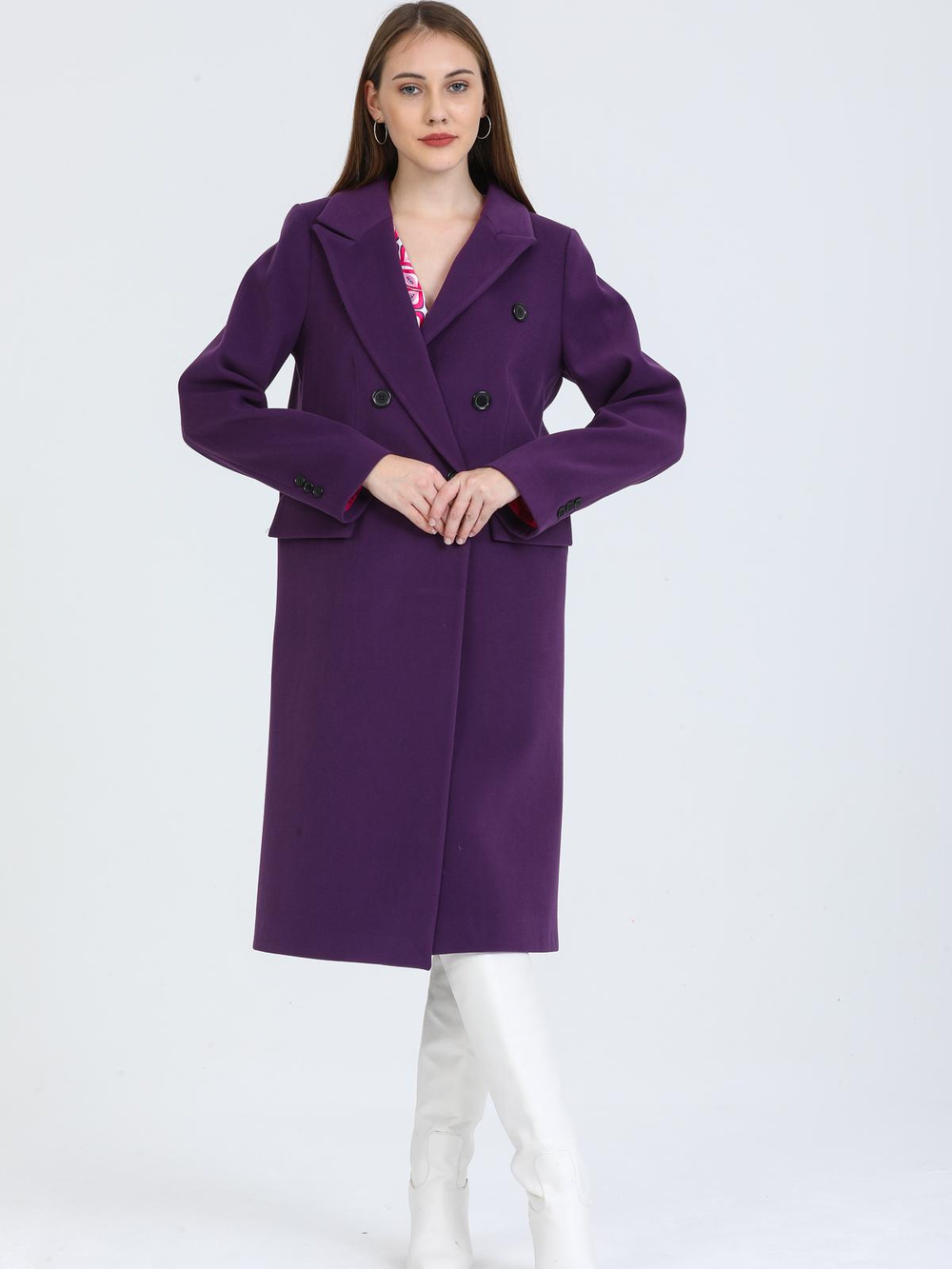Women Six-Button Coat Wholesale Purple Color