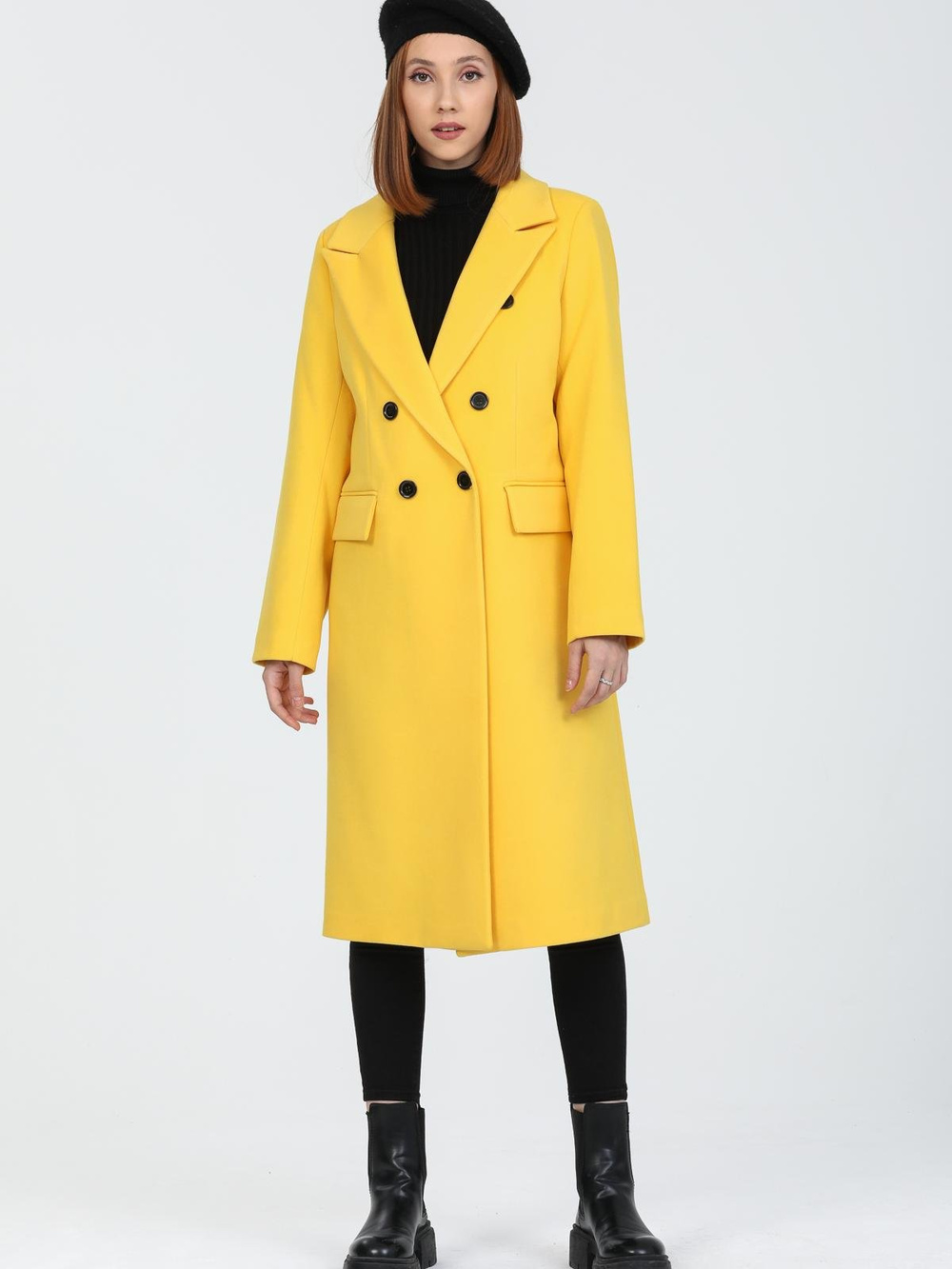 Women Six-Button Coat Wholesale Yellow Color