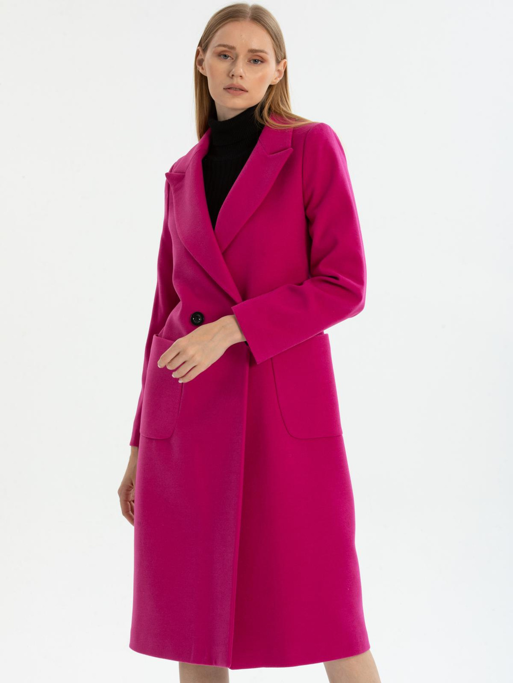 Women two-button coat wholesale Fuchsia color