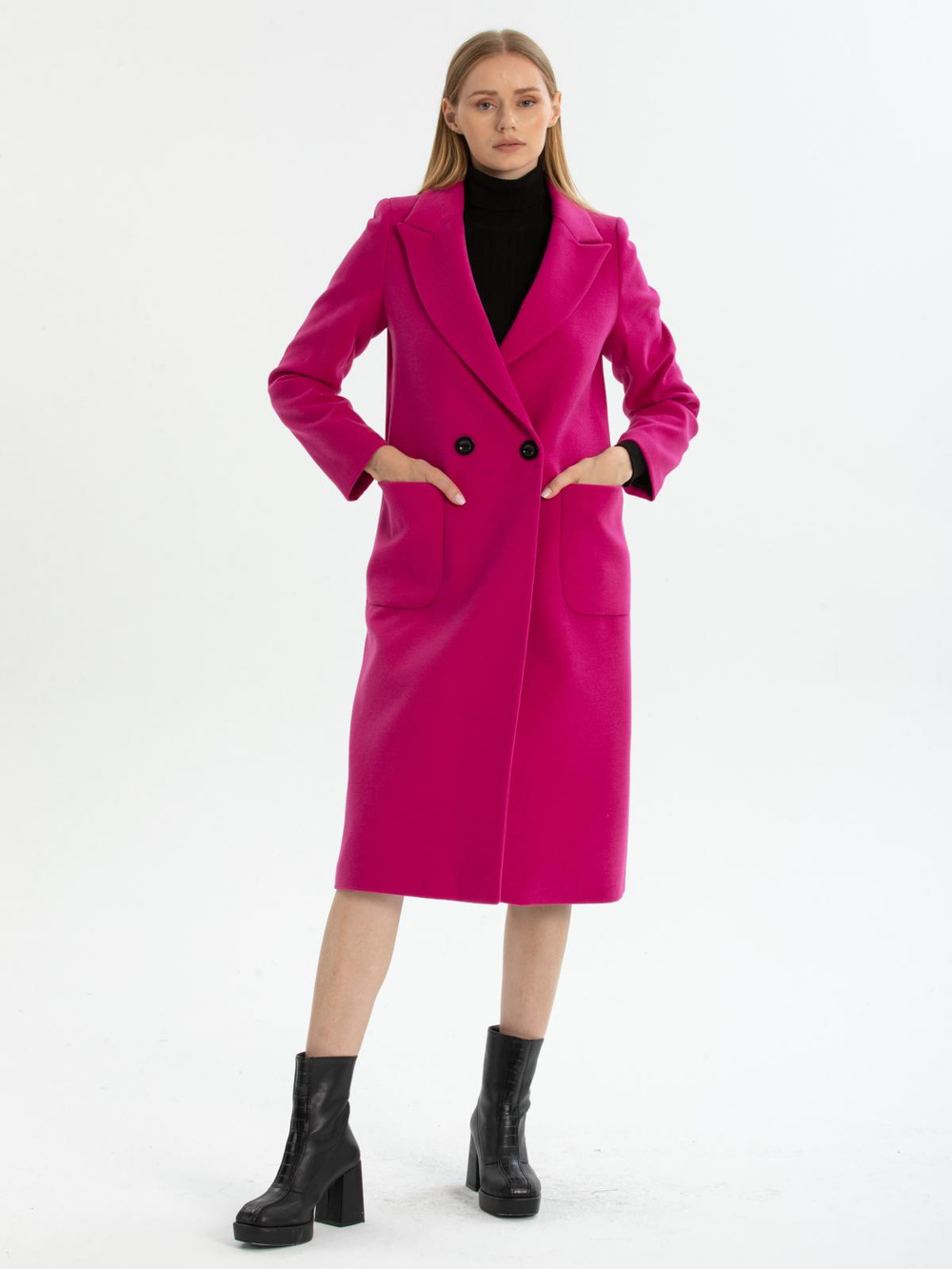 Women two-button coat wholesale Fuchsia color