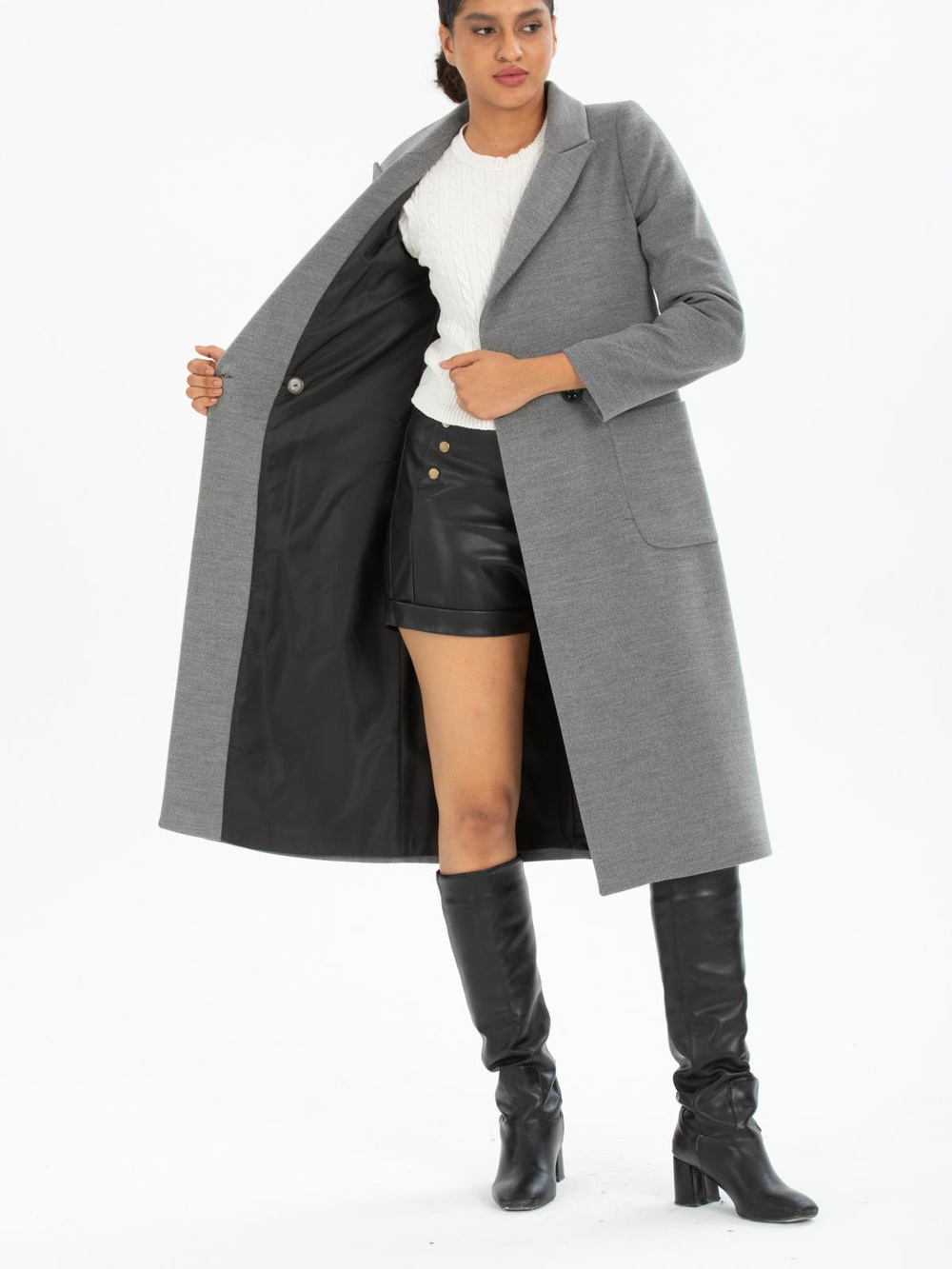 Women two-button coat wholesale Gray color