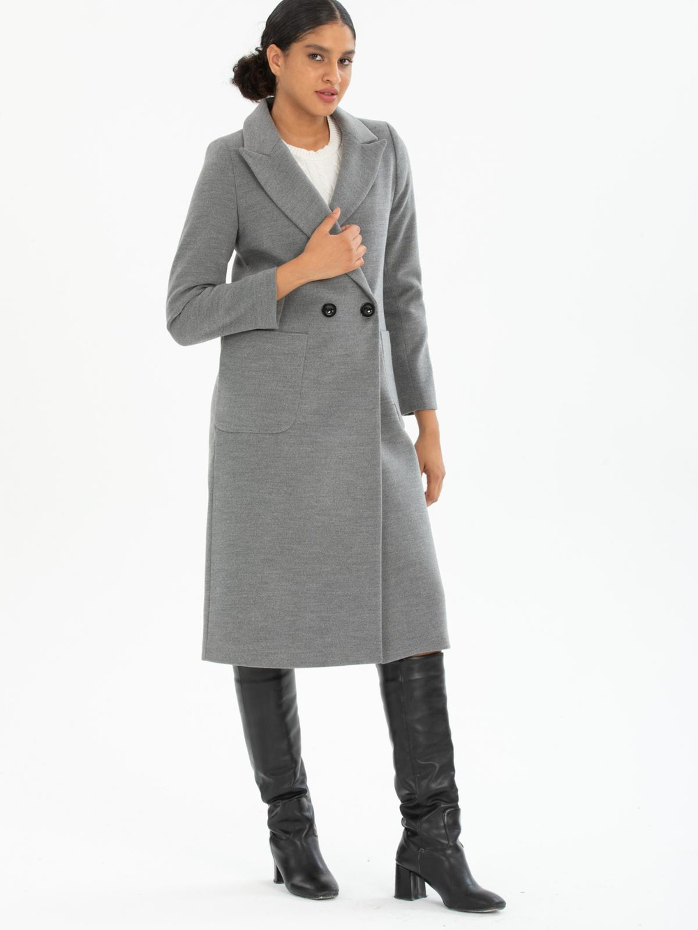 Women two-button coat wholesale Gray color