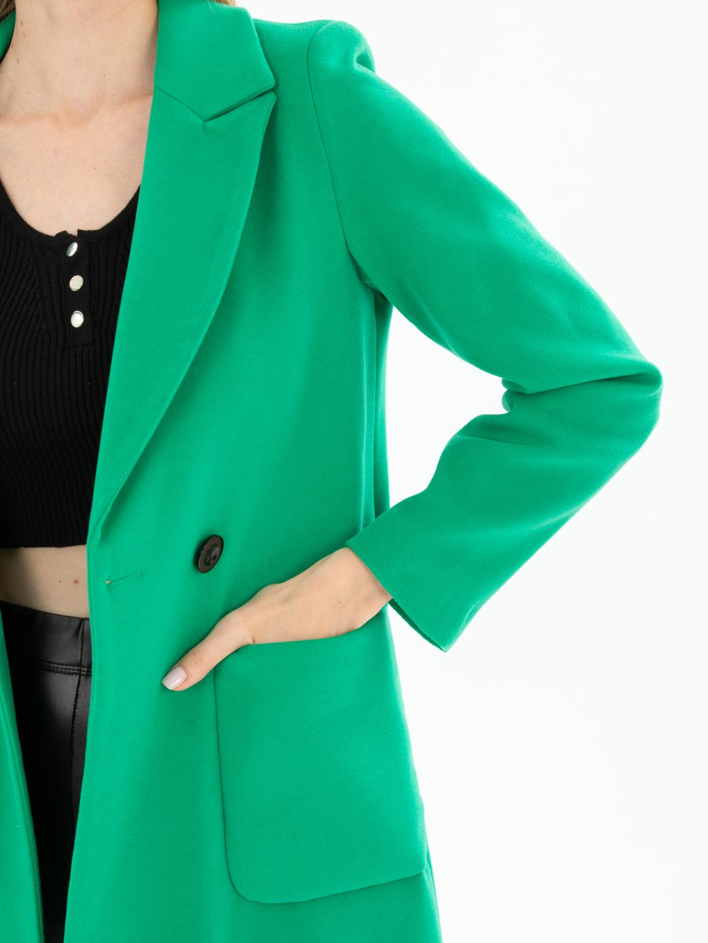 Women two-button coat wholesale Green color
