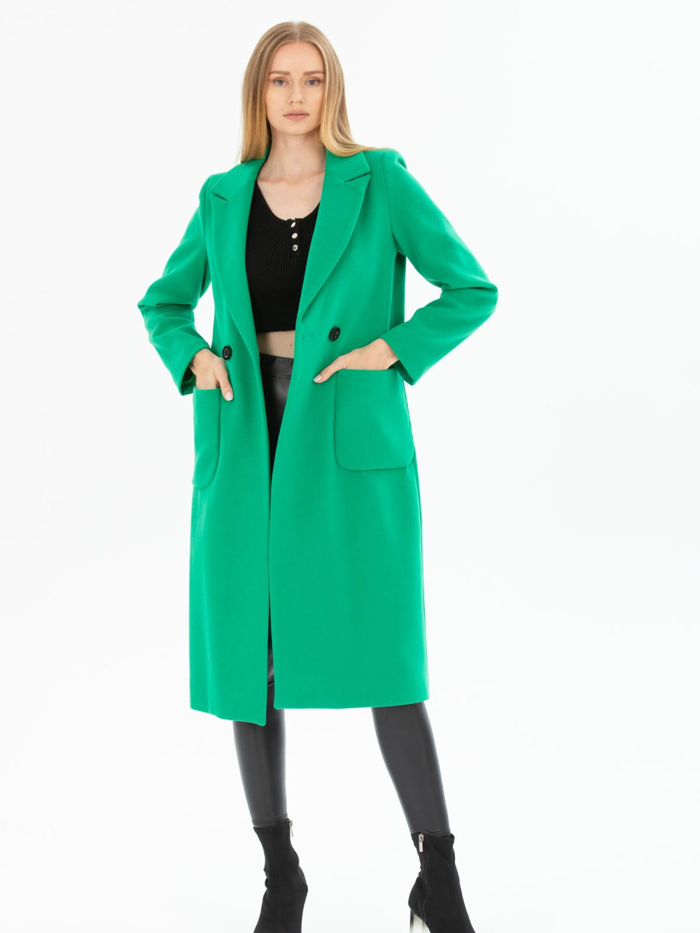 Women two-button coat wholesale Green color