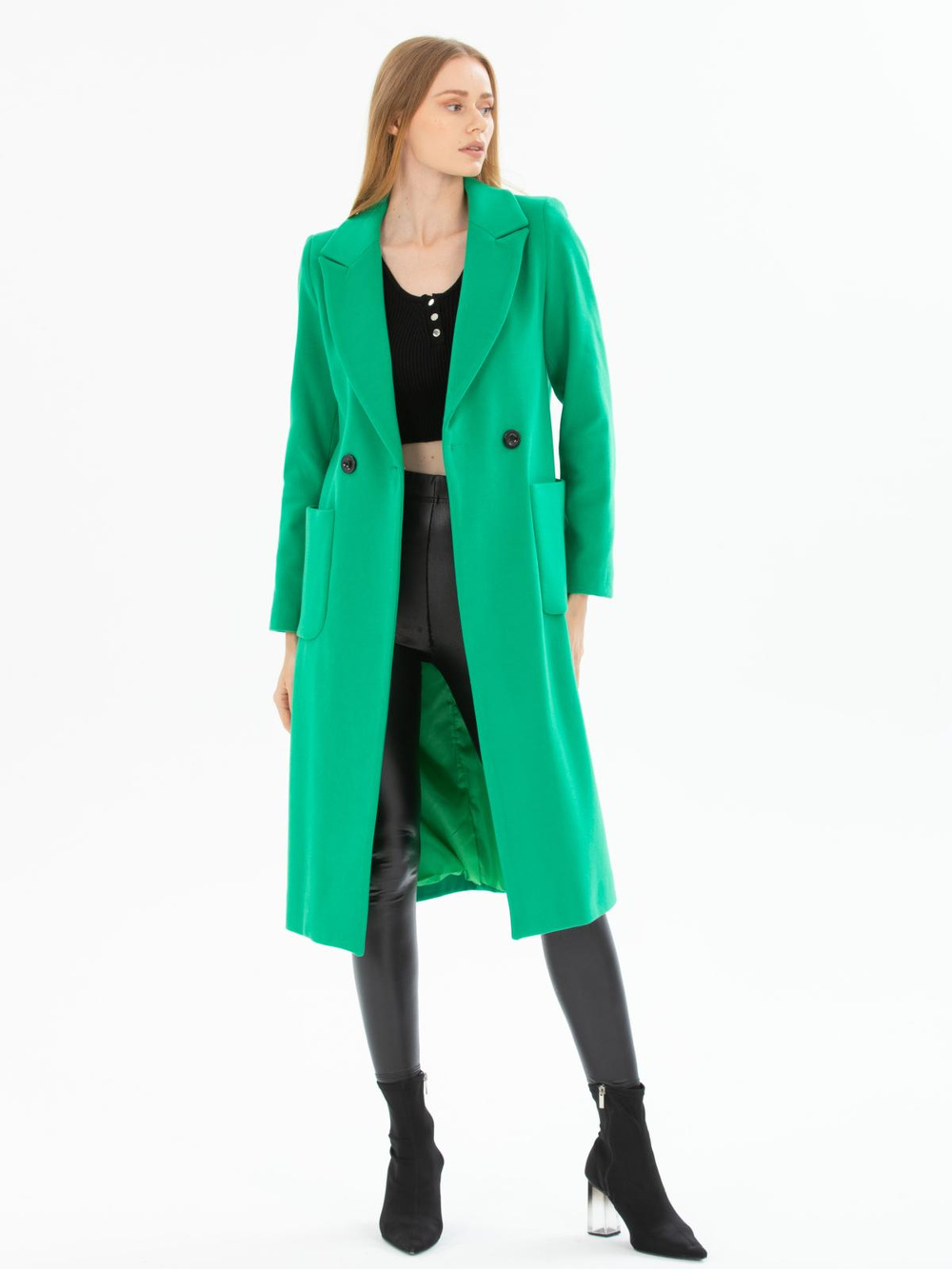 Women two-button coat wholesale Green color