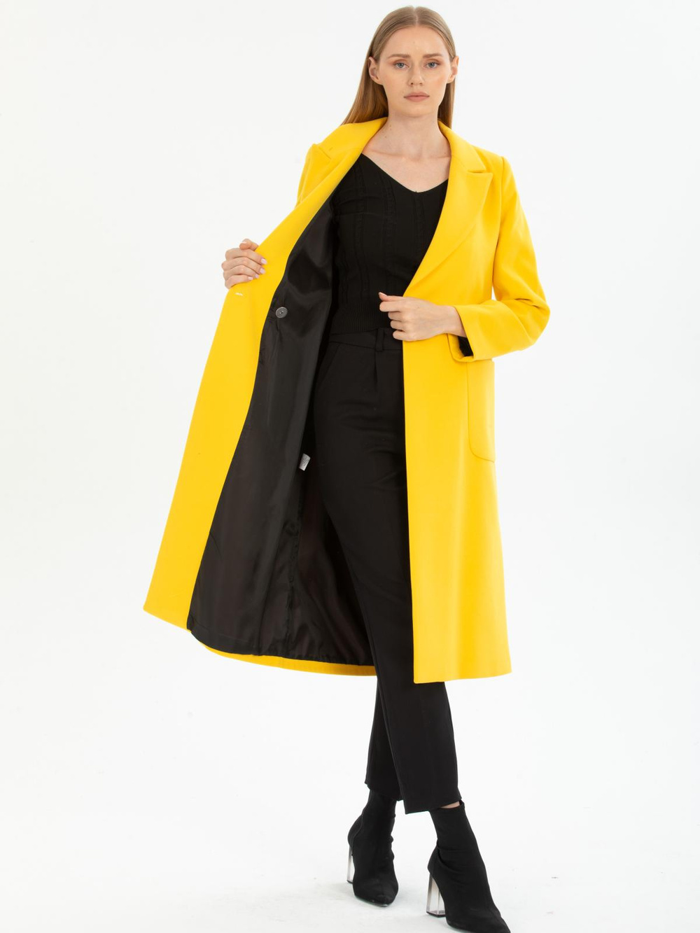 Women two-button coat wholesale Yellow color