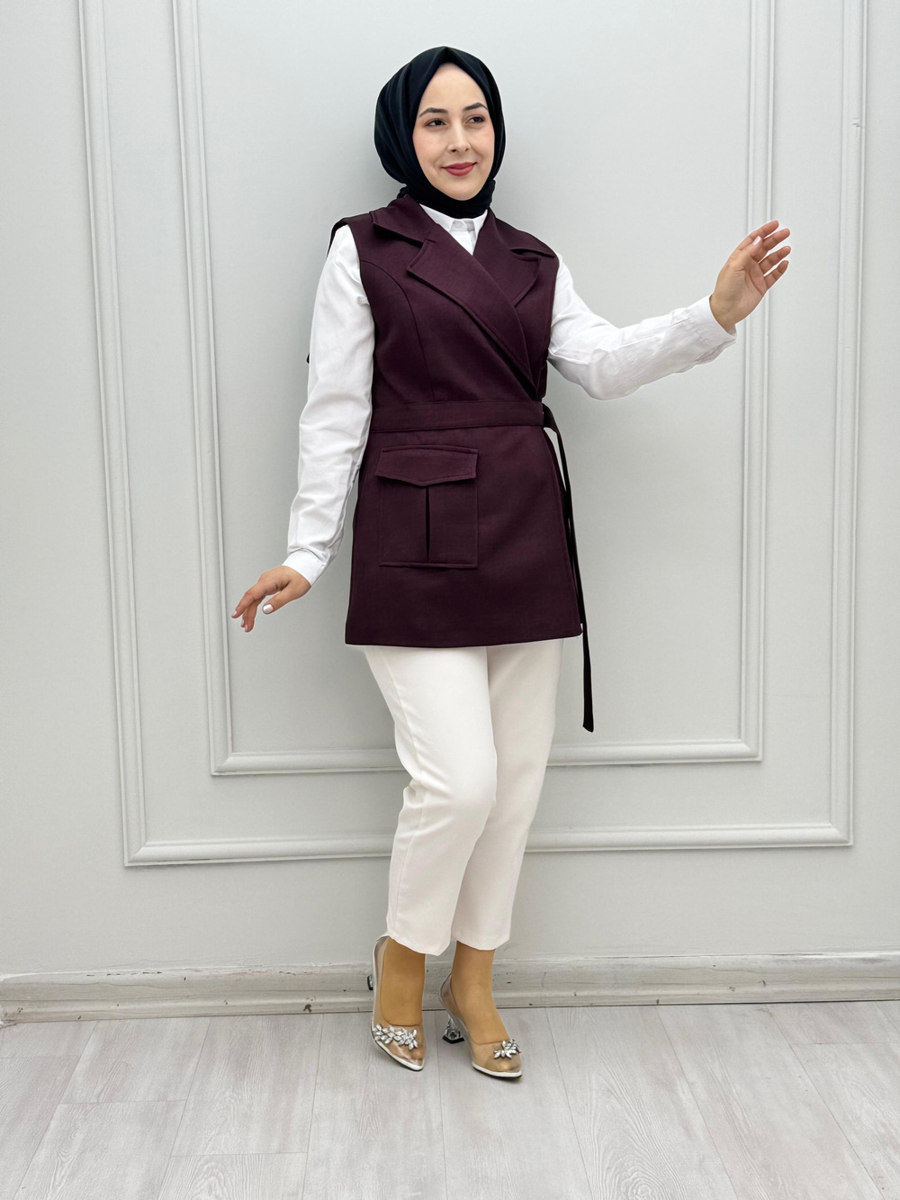 0122-Tasarım Yelek-Mürdüm