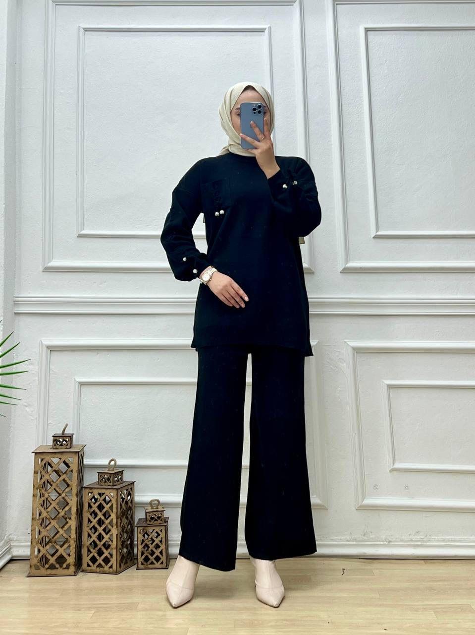 0598-Ayça Triko Takım-Siyah