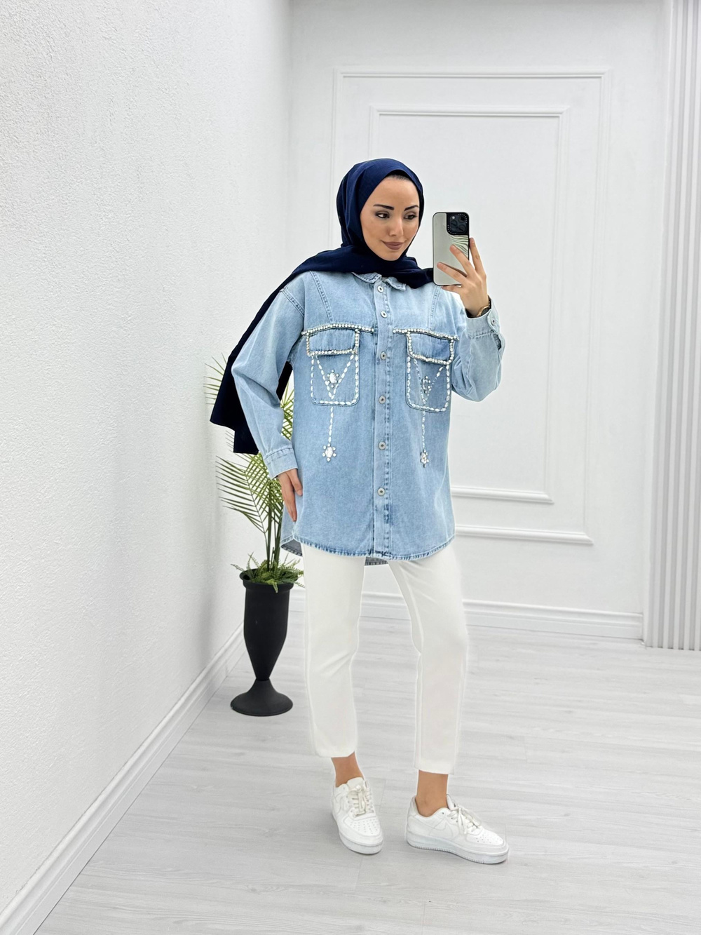 0647-Denim Ceket-Açık Mavi