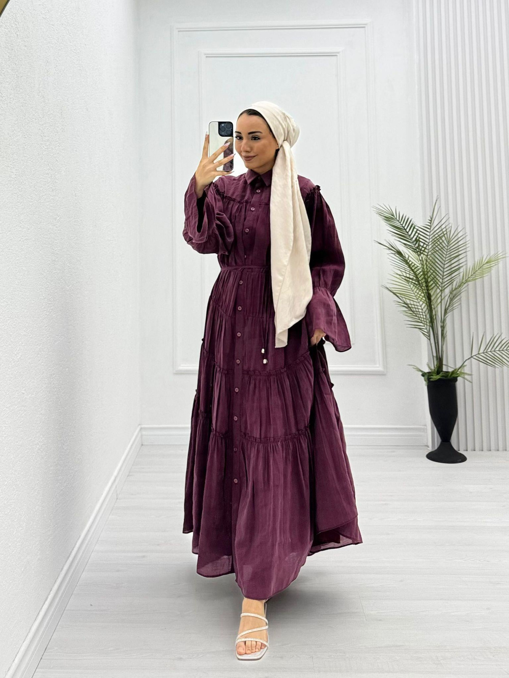 0932-Eftelya Elbise-Bordo