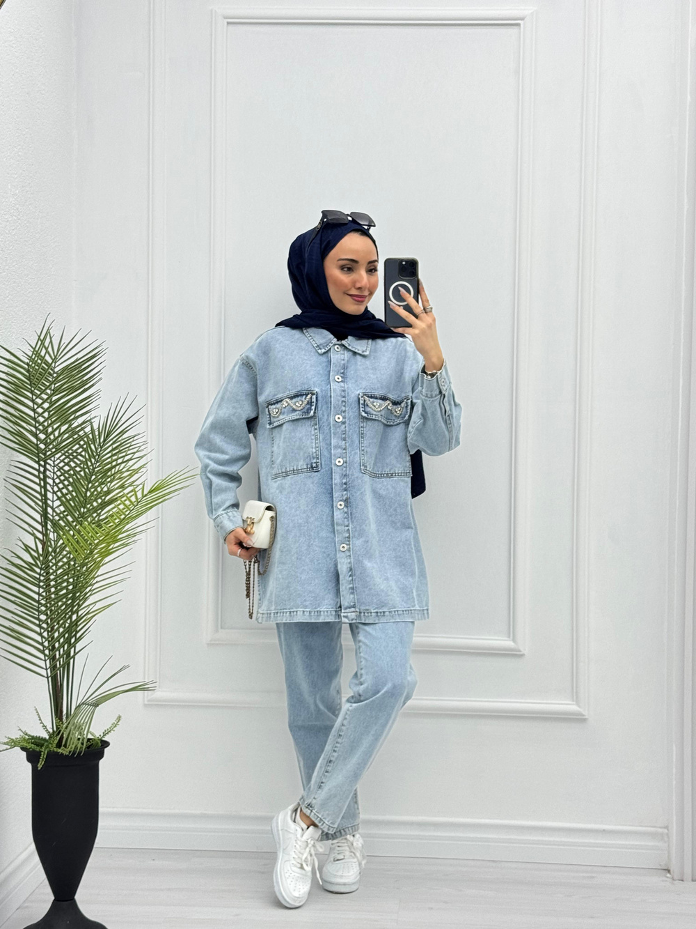 1034-Denim Takım-Açık Mavi