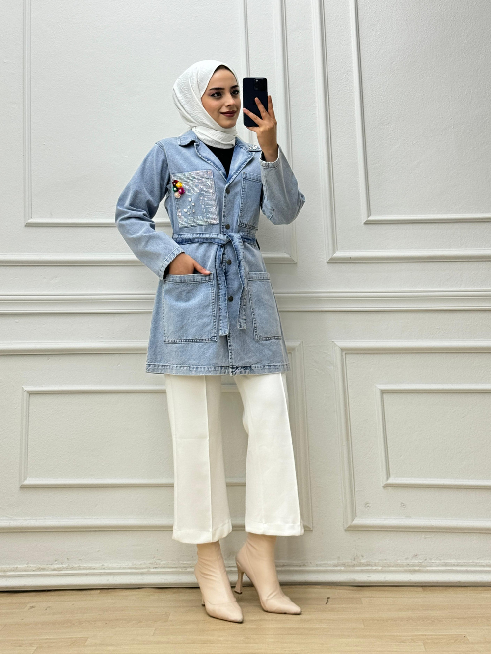 1243-Denim Ceket-Açık Mavi