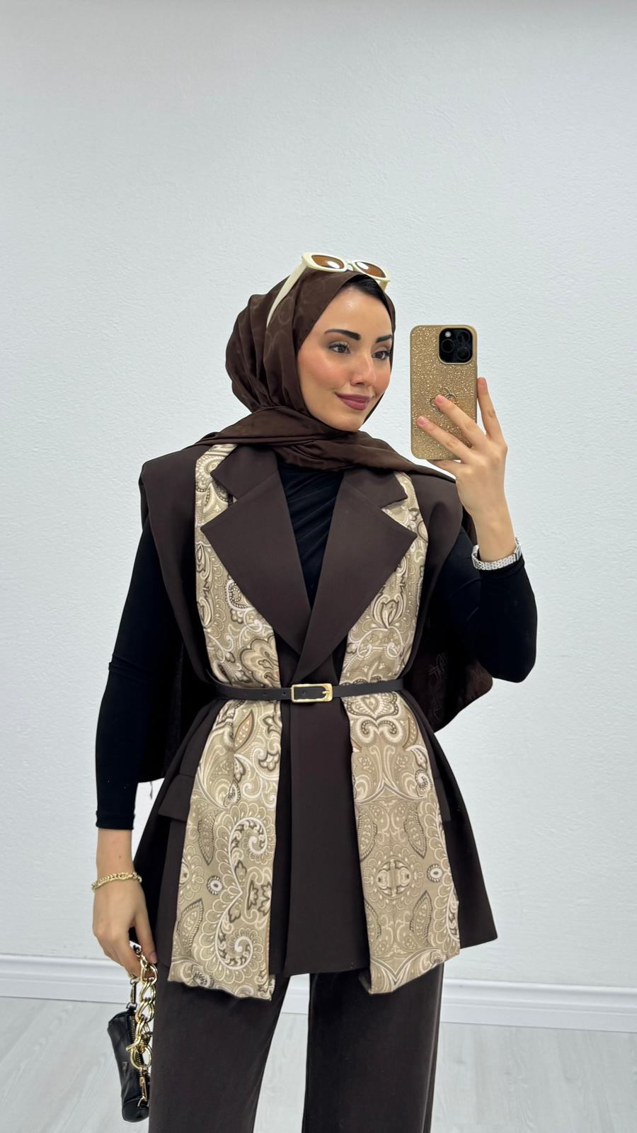 1287-Blazer Ceket-Koyu Kahverengi