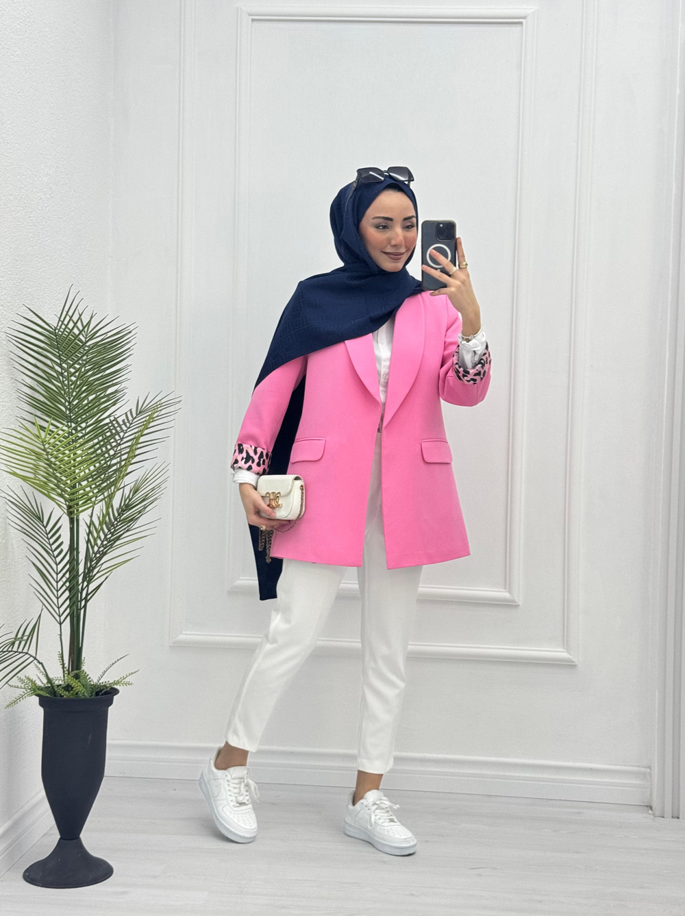 1297-Blazer Ceket-Pembe