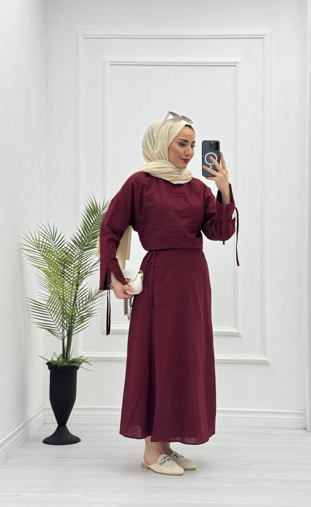 1435-Keten Takım-Bordo